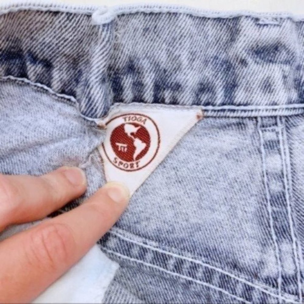 Vintage 90s Mom Jeans Lace-Up Cuff Tapered High Waisted White Washed 26 - Picture 9 of 10